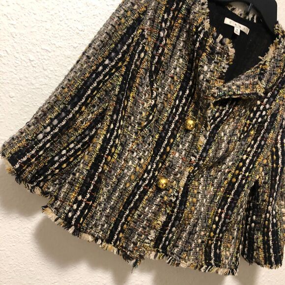 cabi wool crop jacket medium m blazer black gold chic city classic i6 - Picture 1 of 9